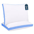 Fluffy Shredded Gusseted Queen 18x26 Bed Pillows for Sleeping Set of 2 Polycotton White Blue Stripe Comfortable - Ergonomic Memory Foam Pillow for Neck Pain Support - Default Title