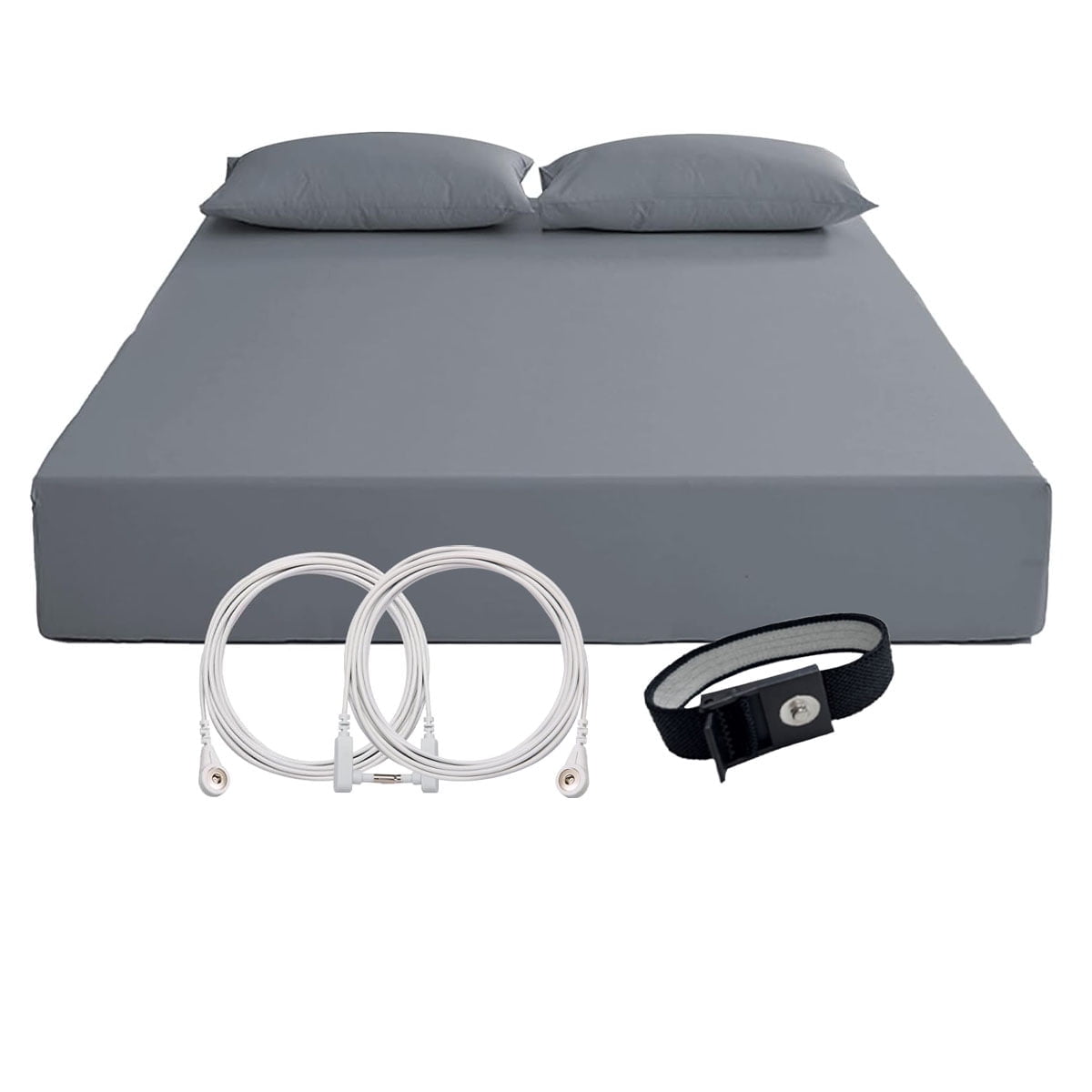 Cooling Sateen Grounding Fitted Sheet Kit Queen Size, Deep Pocket Fitted Sheet, Organic Cotton 7% Silver Fiber, Conductive Bed Cover... - Breathable Egyptian Cotton Flat & Fitted Sheets - Default Title