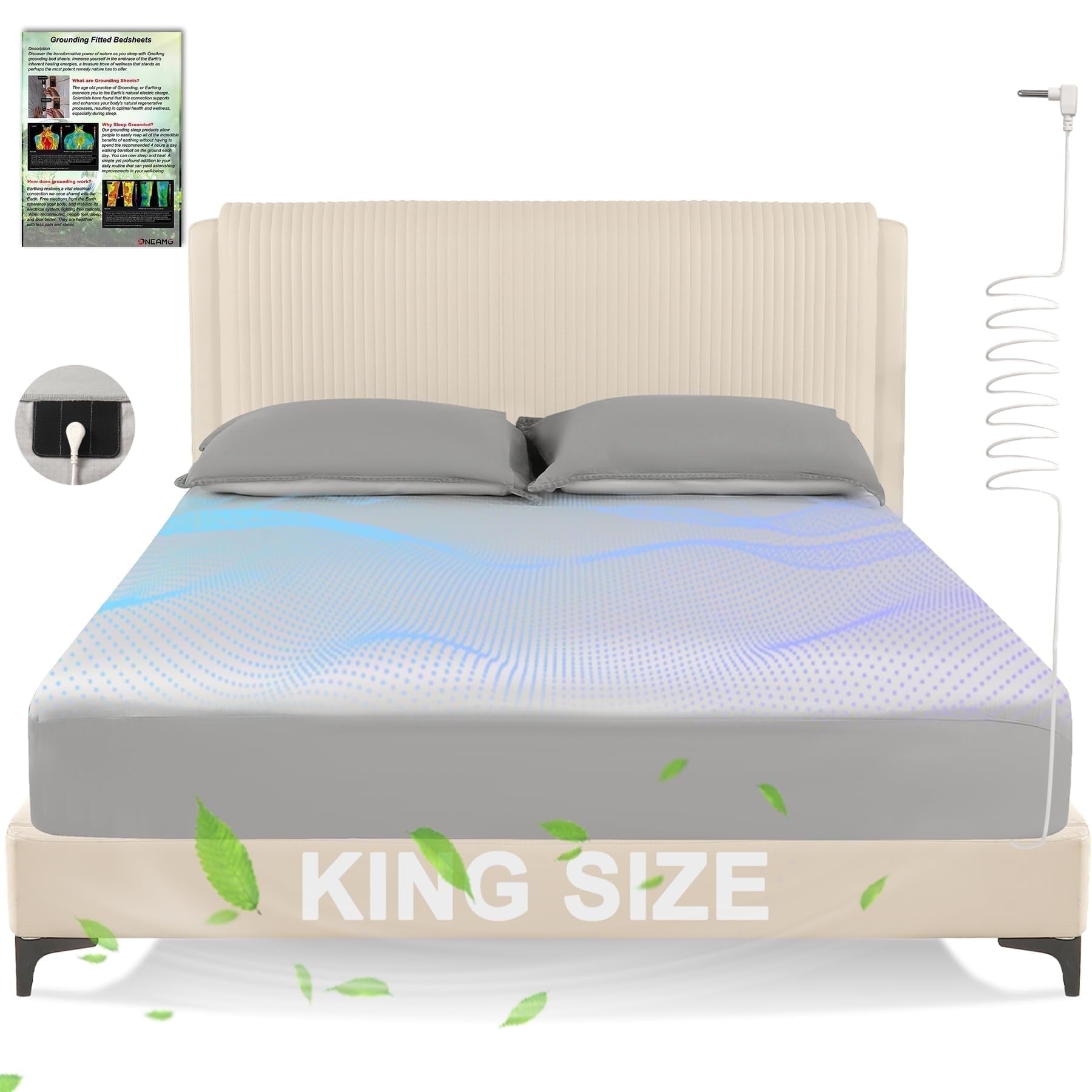 Breathable Luxury Grounding Sheets King Size,Earth Grounded Fitted Bed Sheet 10% Pure Silver Fiber + 90% Organic Cotton, Bed Grounding ... - Breathable Egyptian Cotton Flat & Fitted Sheets - Default Title