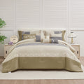 All-Season 7 Piece Embroidery Design Bed-in-a-Bag, Taupe Queen Size Ultra Soft Comforter Set for Adults - Luxurious Quilted Duvet Cover Set - Default Title