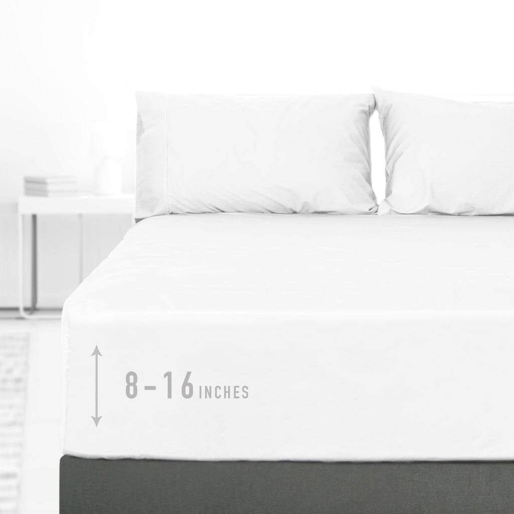 Premium Egyptian Cotton 100% Cotton Queen Size Fitted Sheet Only, 300 Thread Count White Fitted Bed Sheet with 22” Extra Deep Pocket, Soft & ... - Premium Ultra-Soft Pillowcase Pair for Sleeping - Default Title