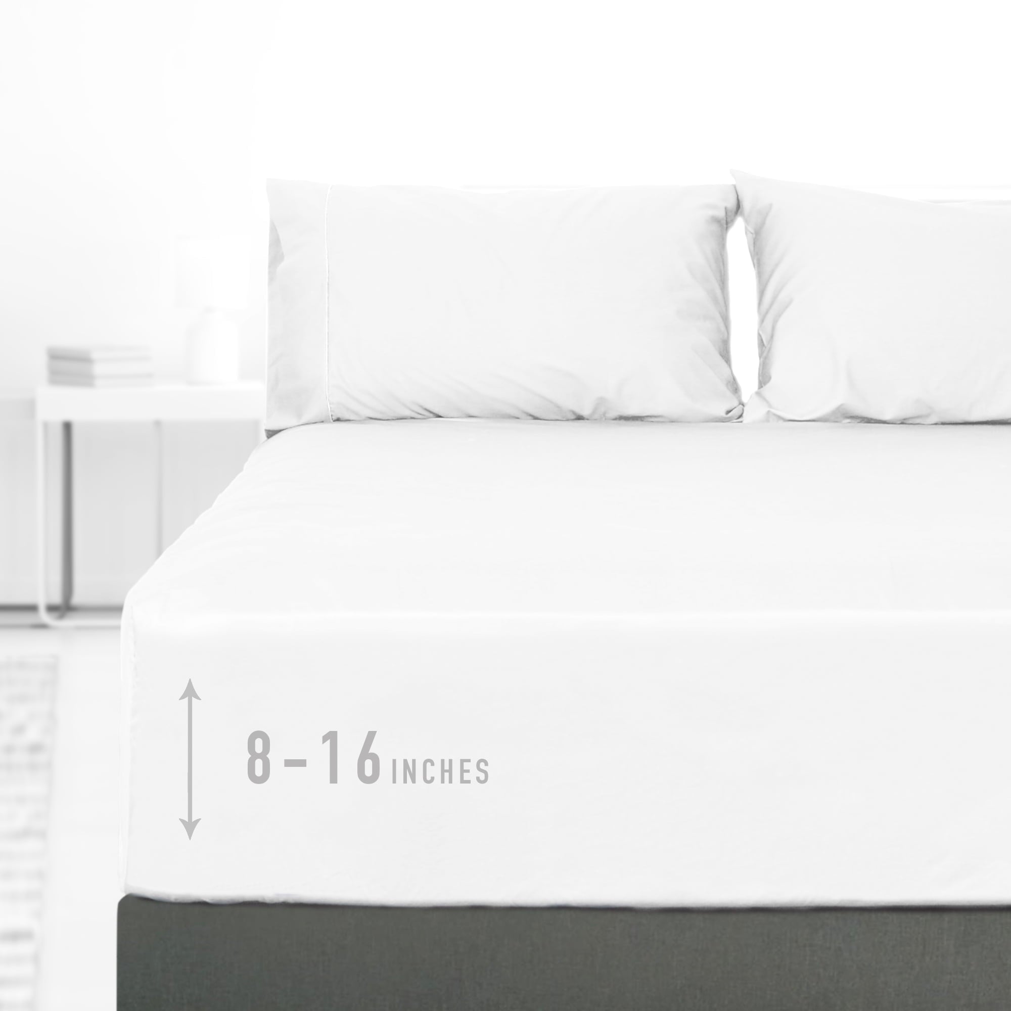 Premium Egyptian Cotton 100% Cotton Queen Size Fitted Sheet Only, 300 Thread Count White Fitted Bed Sheet with 22” Extra Deep Pocket, Soft & ... - Premium Ultra-Soft Pillowcase Pair for Sleeping - Default Title