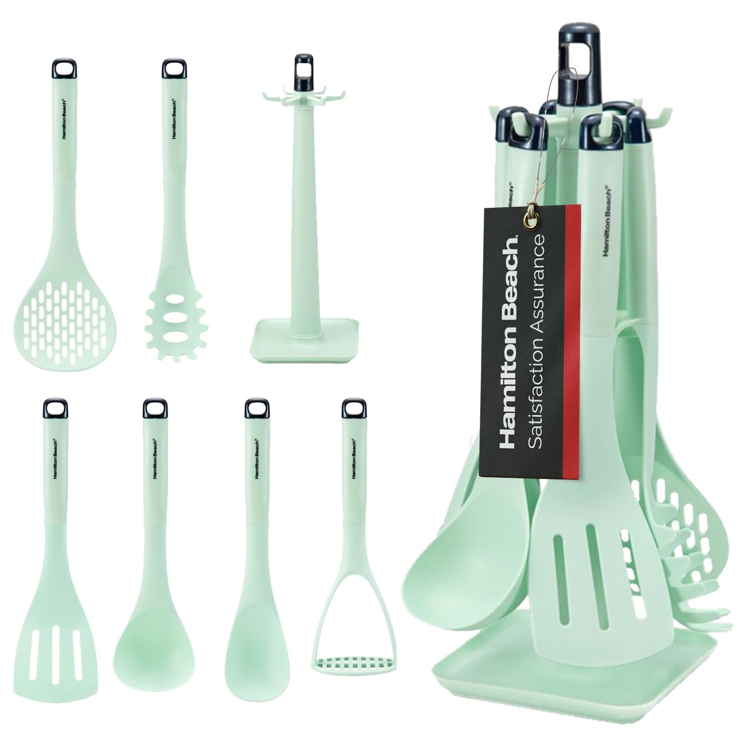 Premium Silicone Kitchen Utensil Set 7 Piece | Cooking Utensil set Slotted turner, Ladle Skimmer, Pasta Server, Potato Masher, S... - Ergonomic Kitchen Tongs and Cooking Spoon Utensil - Default Title