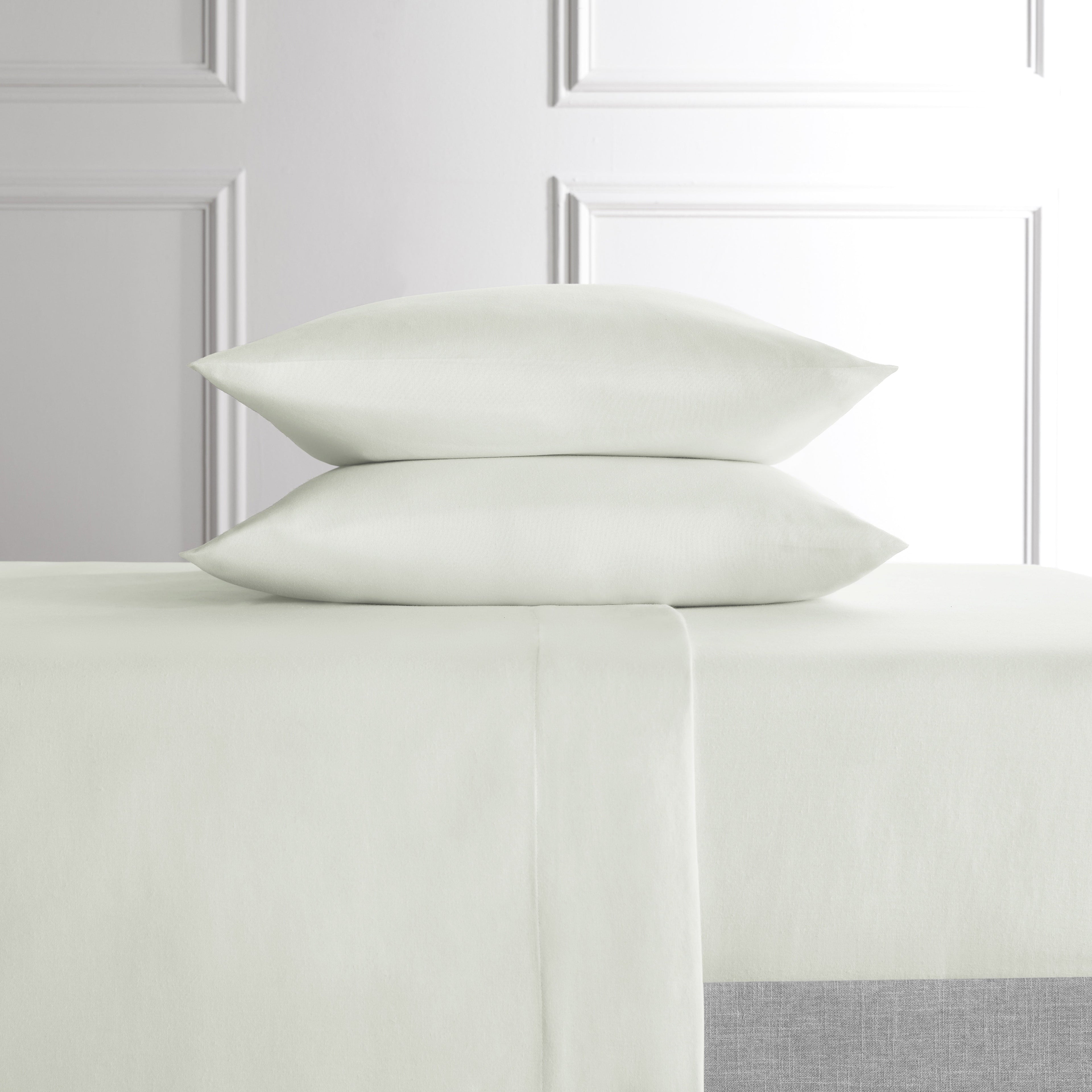 Breathable Luxury 4-Piece White Lyocell & Linen Blend Percale Bed Sheet Set, Queen - Premium Ultra-Soft Pillowcase Pair for Sleeping - Default Title