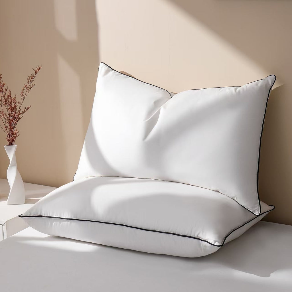 Orthopedic Support Feather Down Pillows Set of 2, Medium Firm Hotel Bed Pillow 2 Pack, Queen Size, 20 x 30 in. - Ergonomic Memory Foam Pillow for Neck Pain Support - Default Title