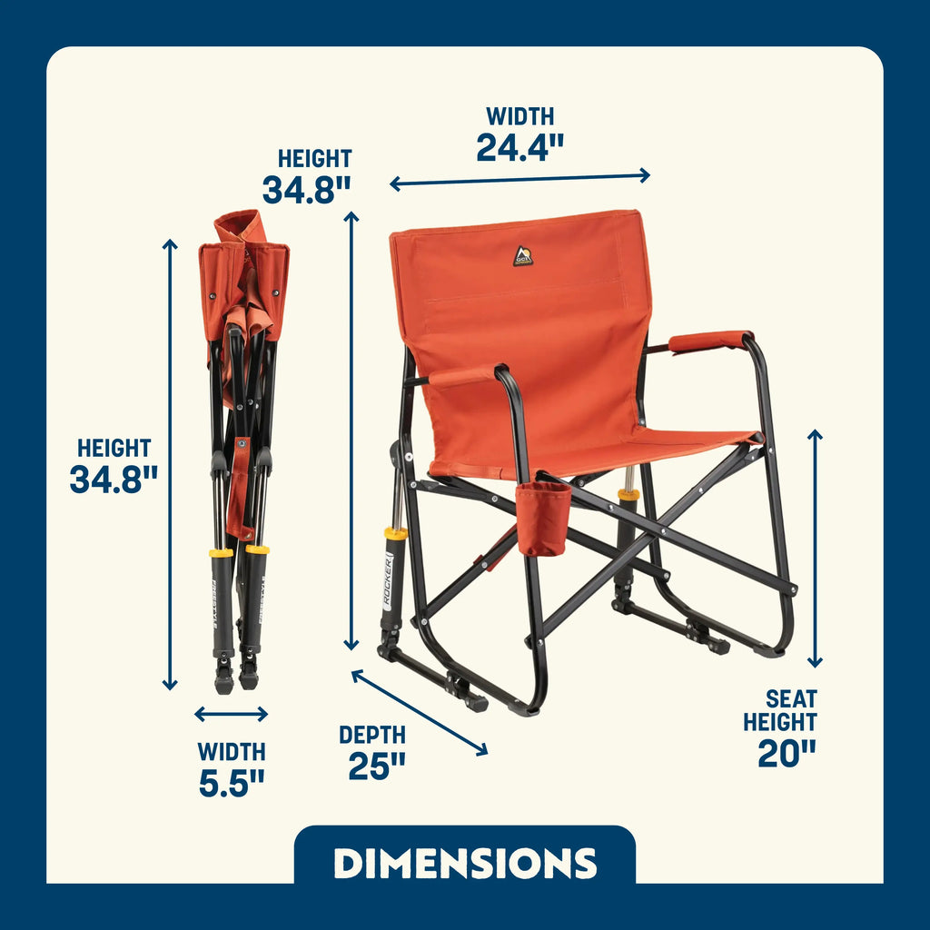 Patented Spring-Action Freestyle Rocker - Pumpkin Spice - Choice 373 - Patented Spring-Action Rocking Chair for Camping Detail