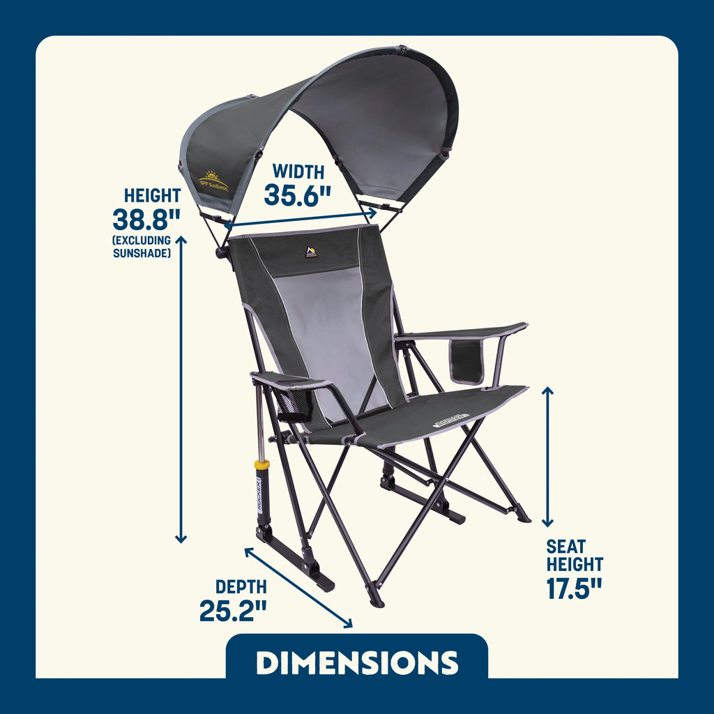 Luxury Camp SunShade Rocker - Choice 550 - Patented Spring-Action Rocking Chair for Camping Detail