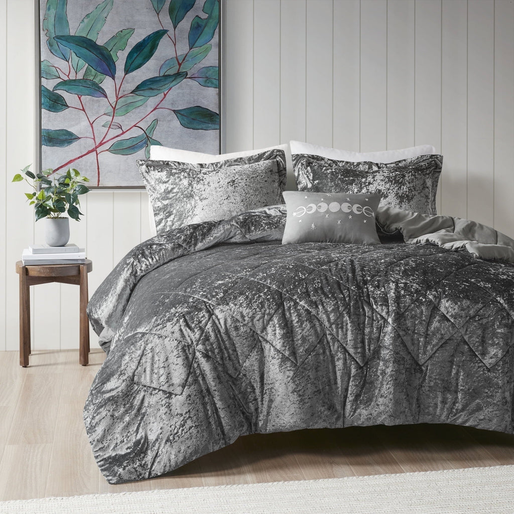 All-Season King/Cal King Size Comforter Sets, Velvet Bedding Comforter Set for All Seasons, Grey Bedding Set with Decor Pillow, ... - Luxurious Quilted Duvet Cover Set - Default Title