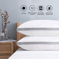 Hotel Collection Down Alternative Bed Pillow with Cotton Cover and Gusset, 2 Pack, Queen, 20"x26" - Ergonomic Memory Foam Pillow for Neck Pain Support - Default Title