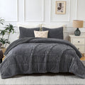 Hypoallergenic Cloud 3 Piece Fleece Queen Comforter Set - Soft & Warm Fluffy Dark Gray Sherpa Bedding , Fuzzy Heavy Double Sided Design Wi... - Hypoallergenic Ultra-Fluffy Quilt for Winter - Default Title