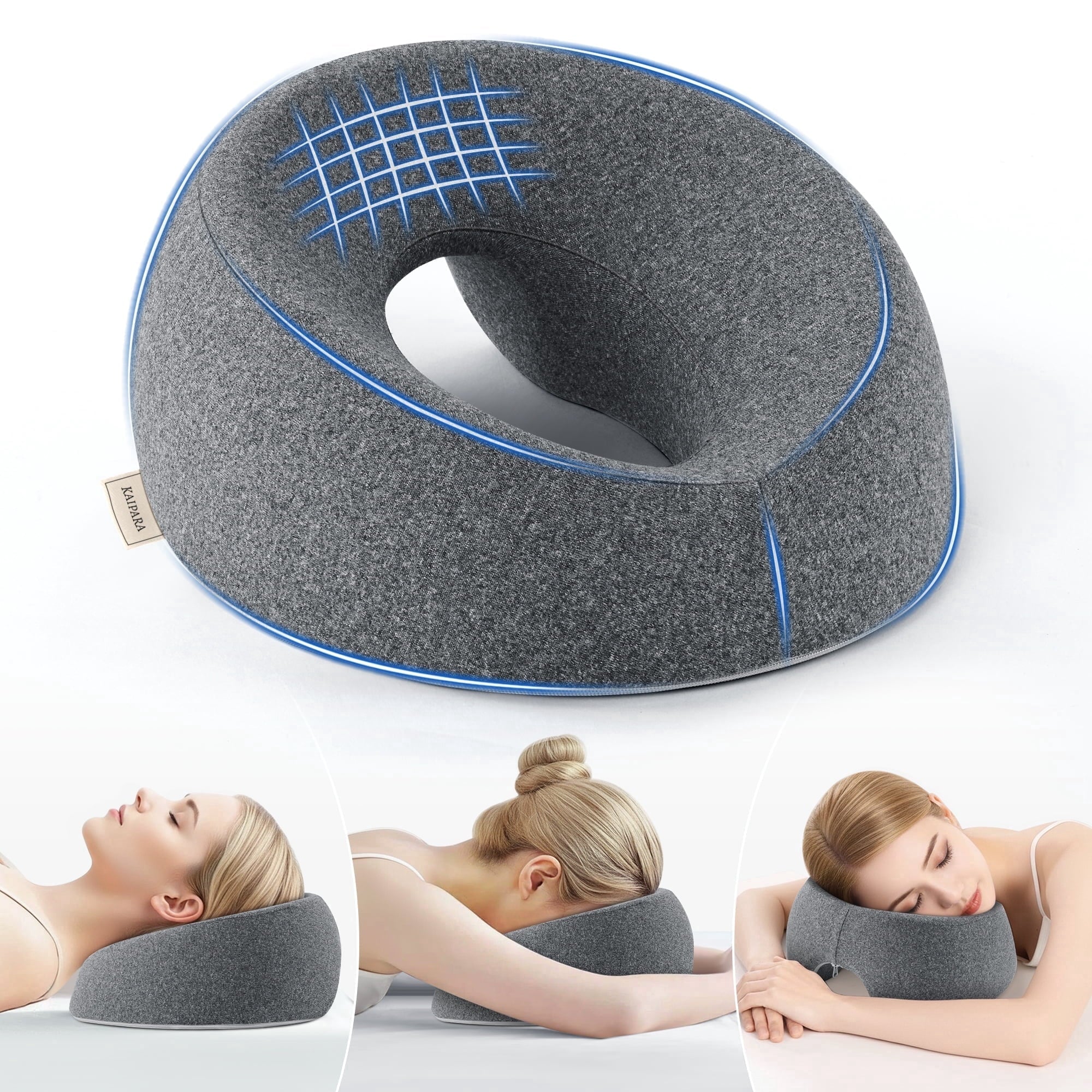 Decorative Plump Face Down Pillow Massage Headrest for Bed, Memory Foam Pillow Face Cradle Support for Stomach Sleepers, Eye Post-Surg... - Decorative Throw Pillow Cushion for Sofa & Bed - Default Title