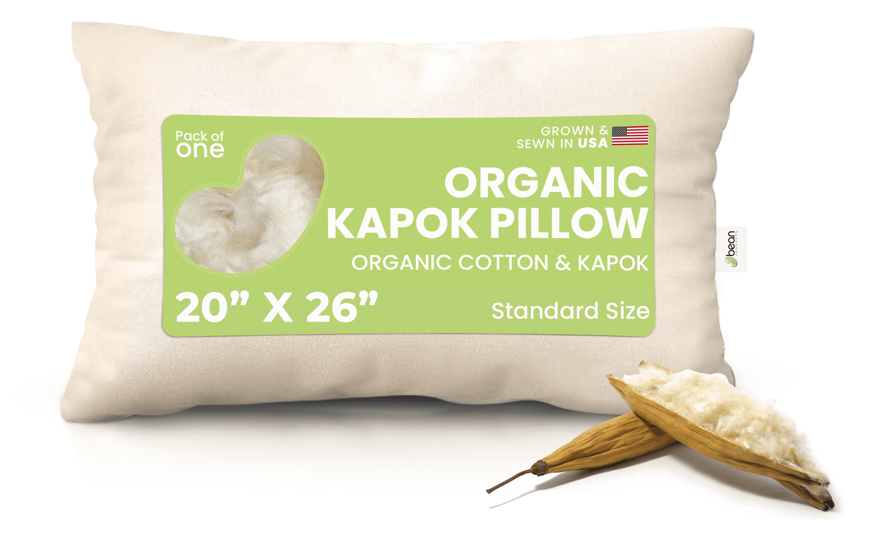 Orthopedic Support Kapok 20x26" Standard Bed Pillow – Organic Cotton Fabric Soft Sleeping Pillow - Made in USA - Orthopedic Shredded Foam Bed Pillow Set - Default Title