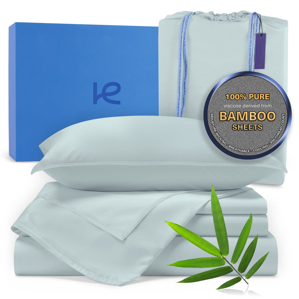 Breathable Luxury Kickoff Viscose Bamboo Sheets Twin Size 3-pc 100% Organic Bamboo Viscose Bed Cooling Sheets Twin Size Set Cool Beddin... - Premium Ultra-Soft Pillowcase Pair for Sleeping - Default Title