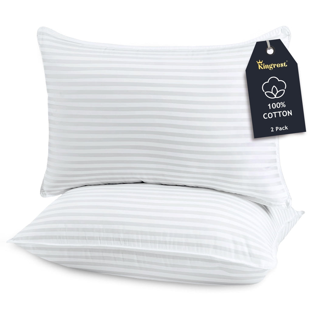 Orthopedic Support 100% Cotton Kids Size Bed Pillows Set of 2 - Premium Down Alternative Cooling Pillows for Side, Back, and Stomach Sle... - Orthopedic Shredded Foam Bed Pillow Set - Default Title
