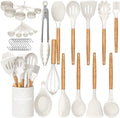 High-Precision Kitchen Cooking Utensils Set, 33 pcs Non-stick Silicone Cooking Kitchen Utensils Spatula Set with Holder, Wooden Hand... - High-Precision Culinary Tool for Baking & Cooking - Default Title