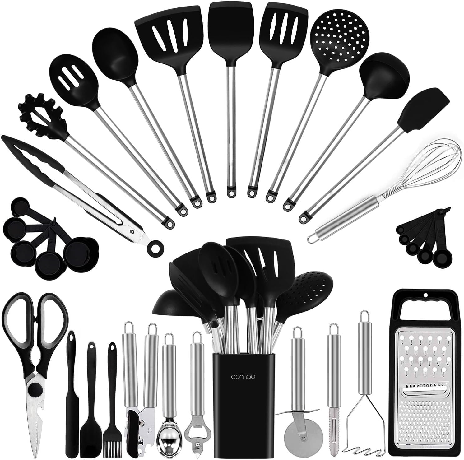 Chef-Quality Kitchen Utensil Set-Silicone Cooking Utensils-33 Kitchen Gadgets & Spoons for Nonstick Cookware-Silicone and Stainles... - Professional Kitchen Tool for Culinary Enthusiasts - Default Title