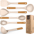 Durable Steel Large Silicone Cooking Utensils - Heat Resistant Kitchen Utensil Set with Wooden Handles, Spatula,Turner, Slotted Spo... - Professional Kitchen Tool for Culinary Enthusiasts - Default Title
