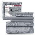 Breathable Luxury 6-Piece Bed Sheet Set, Deep Pocket Queen Sheets Up to 16 Inch, 1 Flat Sheet , 1 Fitted Sheet & 4 Pillowcases (Queen, ... - Luxury Bed Sheet Set with Deep Pockets - Default Title