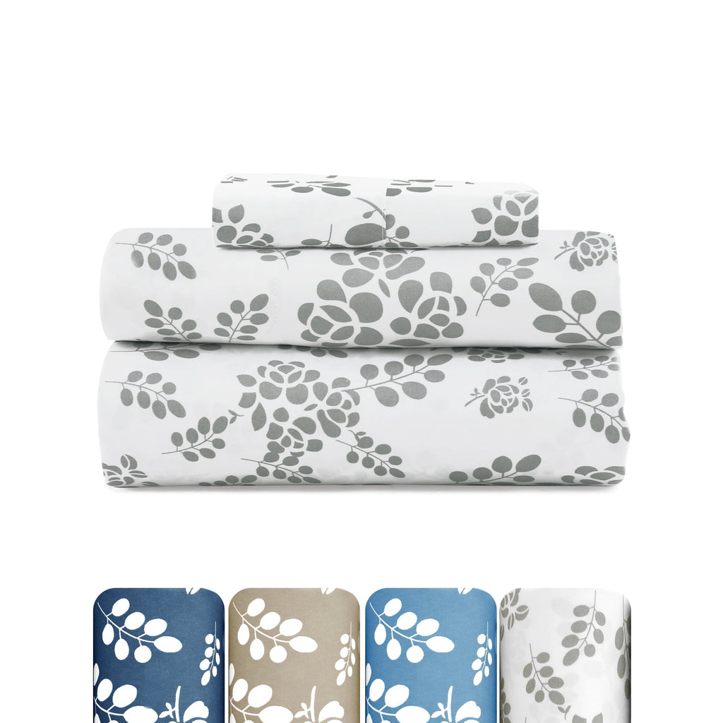 Ultra-Soft Lux Decor Twin Microfiber Bed Sheets - 3 Piece Floral Sheet Set, Soft Breathable Bedding, Wrinlkle Resistant, OEKO-TE... - Cooling Hotel Quality Bedding Sheets and Pillowcases - Default Title