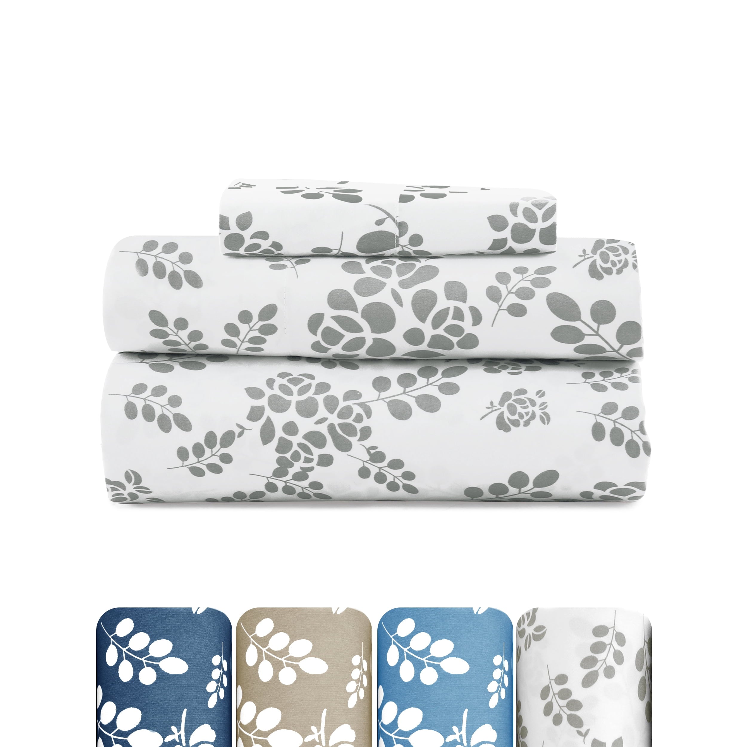 Ultra-Soft Lux Decor Twin Microfiber Bed Sheets - 3 Piece Floral Sheet Set, Soft Breathable Bedding, Wrinlkle Resistant, OEKO-TE... - Cooling Hotel Quality Bedding Sheets and Pillowcases - Default Title