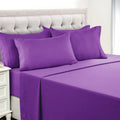 Premium Egyptian Cotton King Bed Sheets - 16 Inch Deep Pocket 6 Piece Microfiber Bedding Sheets & Pillowcase Sets - Purple - Breathable Egyptian Cotton Flat & Fitted Sheets - Default Title