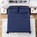 Premium Egyptian Cotton Queen Bed Sheets Set, 6 Pc Microfiber Bed Sheets, Extra Deep Pocket Queen Fitted Sheet, Flat Sheet & Pillowcases, Nav... - Breathable Egyptian Cotton Flat & Fitted Sheets - Default Title
