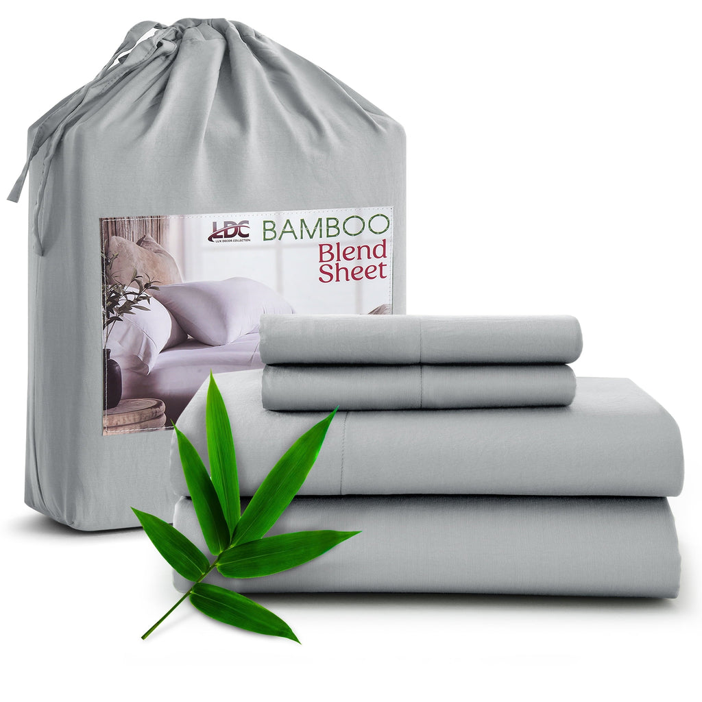 Cooling Sateen Rayon - 4 Piece Cooling Bed Sheets Set, Gray - Breathable Egyptian Cotton Flat & Fitted Sheets - Default Title