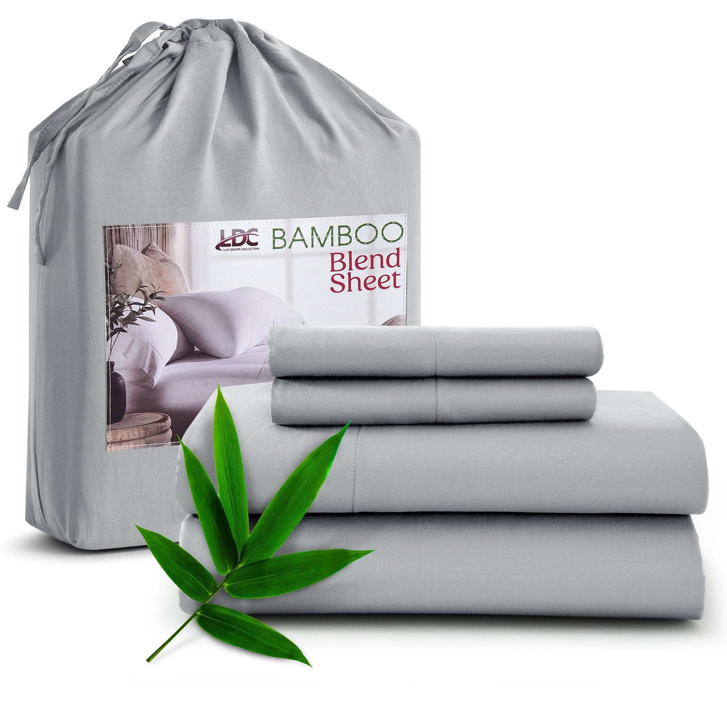 Cooling Sateen Rayon - 4 Piece Cooling Bed Sheets Set, Gray - Breathable Egyptian Cotton Flat & Fitted Sheets - Default Title