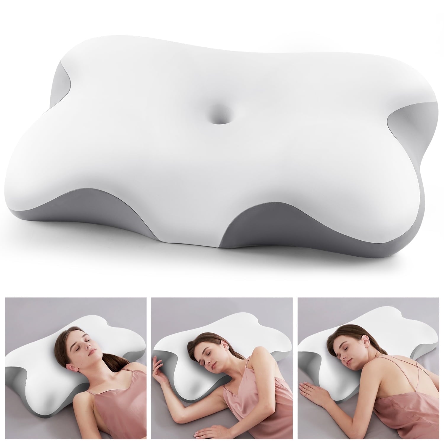 Fluffy Shredded Memory Foam Bed Pillow for Pain Relief,Ergonomic Memory Foam Pillows for Sleeping for Side Back Stomach&Sleepers with... - Decorative Throw Pillow Cushion for Sofa & Bed - Default Title