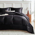 Heavyweight Warmth Reversible Satin Microfiber Comforter 3 Pieces Queen Size, Black Queen Comforter Set for All Seasons, Silky Soft Sati... - Cloud-Like Soft Lightweight Bed Comforter - Default Title