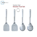 Professional Grade Stainless Steel 4-Piece Utensil Set: Includes Spatula, Slotted Spatula, Spoon, and Slotted Spoon - Multi-Purpose Hand Tool for Daily Meal Prep - Default Title