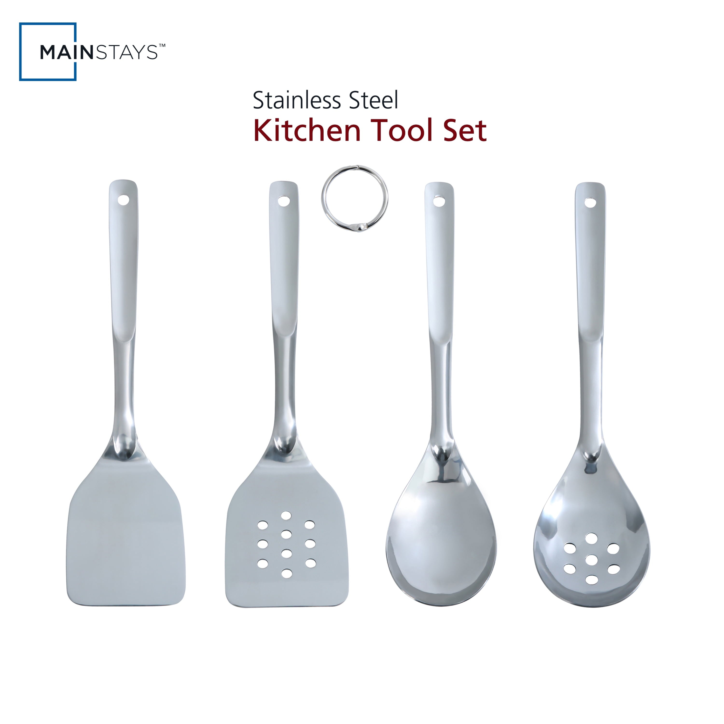 Professional Grade Stainless Steel 4-Piece Utensil Set: Includes Spatula, Slotted Spatula, Spoon, and Slotted Spoon - Multi-Purpose Hand Tool for Daily Meal Prep - Default Title