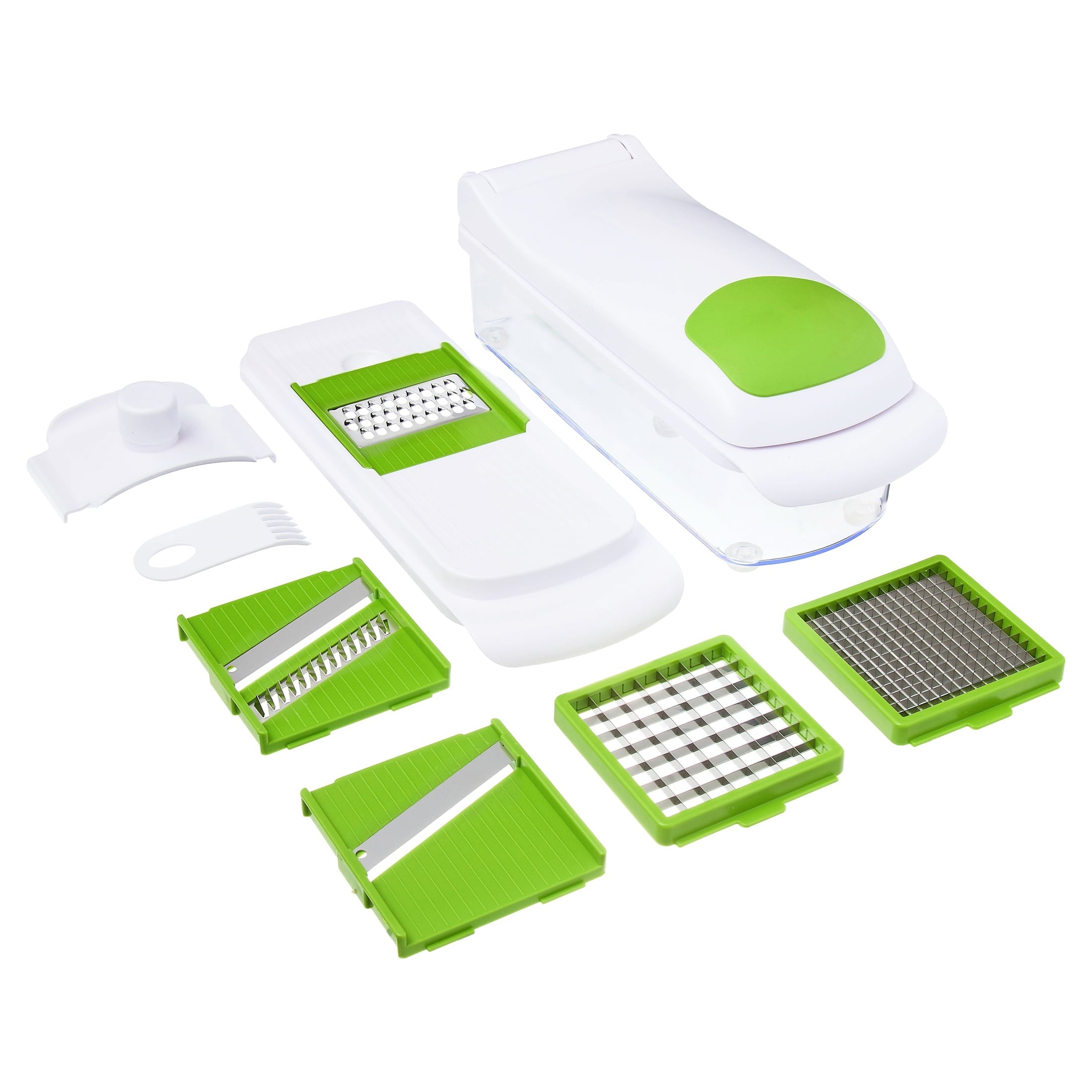Multi-Functional 11 Pieces Multi-Function Nice Dicer and Mandoline, Stainless Steel, Green Glaze, 820g - Multi-Functional Manual Food Chopper & Slicer - Default Title