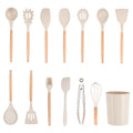 Non-Stick Safe 14pcs Cooking Utensil Set with Caddy - Ergonomic Kitchen Tongs and Cooking Spoon Utensil - Default Title