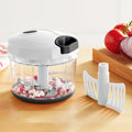 Innovative 1qt Quick Pull Chopper, BPA free , SS Blades, Food Contact Safe Material , White & Grey, Weight 320g - Innovative Kitchen Helper for Modern Cooking - Default Title
