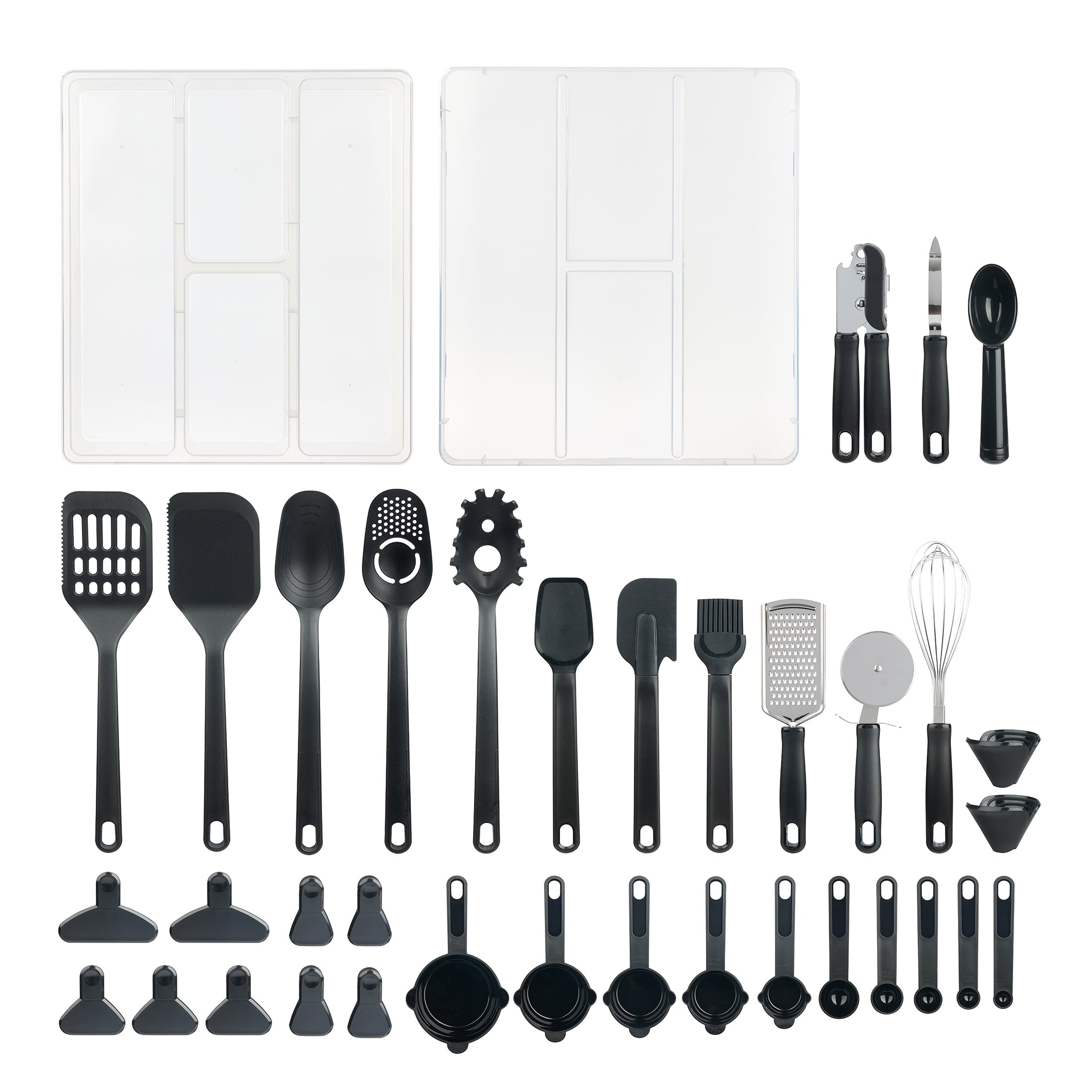 Seamless One-Piece 36 Piece Kitchen Gadget Set with Kitchen Cooking Utensils, and Drawer Organizer, Black - Durable Turner & Ladle Utensil Set for Home Chefs - Default Title