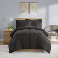 Luxurious Quilted All in One Down Alt Reversible Comforter and Sheet set- 5 Piece, Twin, Black - Luxurious Quilted Duvet Cover Set - Default Title