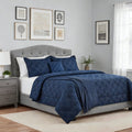 Heavyweight Warmth 5-Piece Reversible Comforter Set Navy Cross Stitch Bedding with Decor Pillow and Throw, Full/Queen - Cloud-Like Soft Lightweight Bed Comforter - Default Title