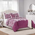 Luxurious Quilted 5-Piece Jacquard Comforter Set with Decor Pillow and Throw Purple Flocking Embroidery Bedding Set, Full/Queen - Cloud-Like Soft Lightweight Bed Comforter - Default Title