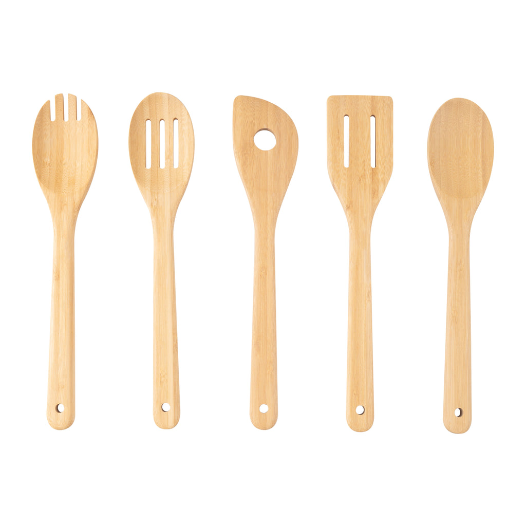 Durable Steel 5pk Bamboo Spoons for Cooking, Kitchen Essential Tools Set - Professional Kitchen Tool for Culinary Enthusiasts - Default Title