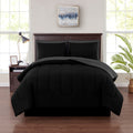 All-Season 7 Piece Reversible Bed in a Bag Comforter Set with Sheets, Black, King - Hypoallergenic Ultra-Fluffy Quilt for Winter - Default Title