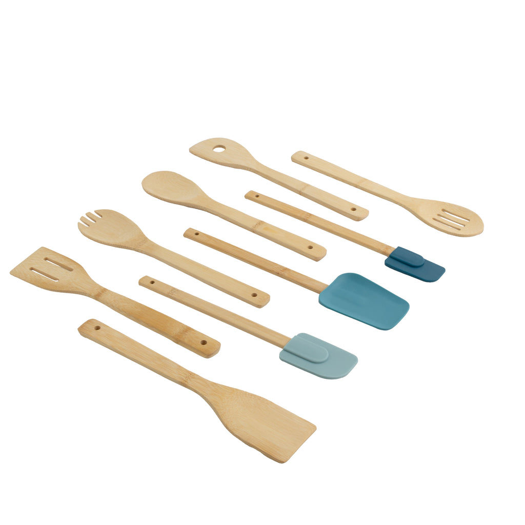 Chef-Quality 9-Piece Bamboo Gadgets Kitchen and Cooking Utensil Sets, Blue - Heavy Duty Stainless Steel Kitchen Shears - Default Title
