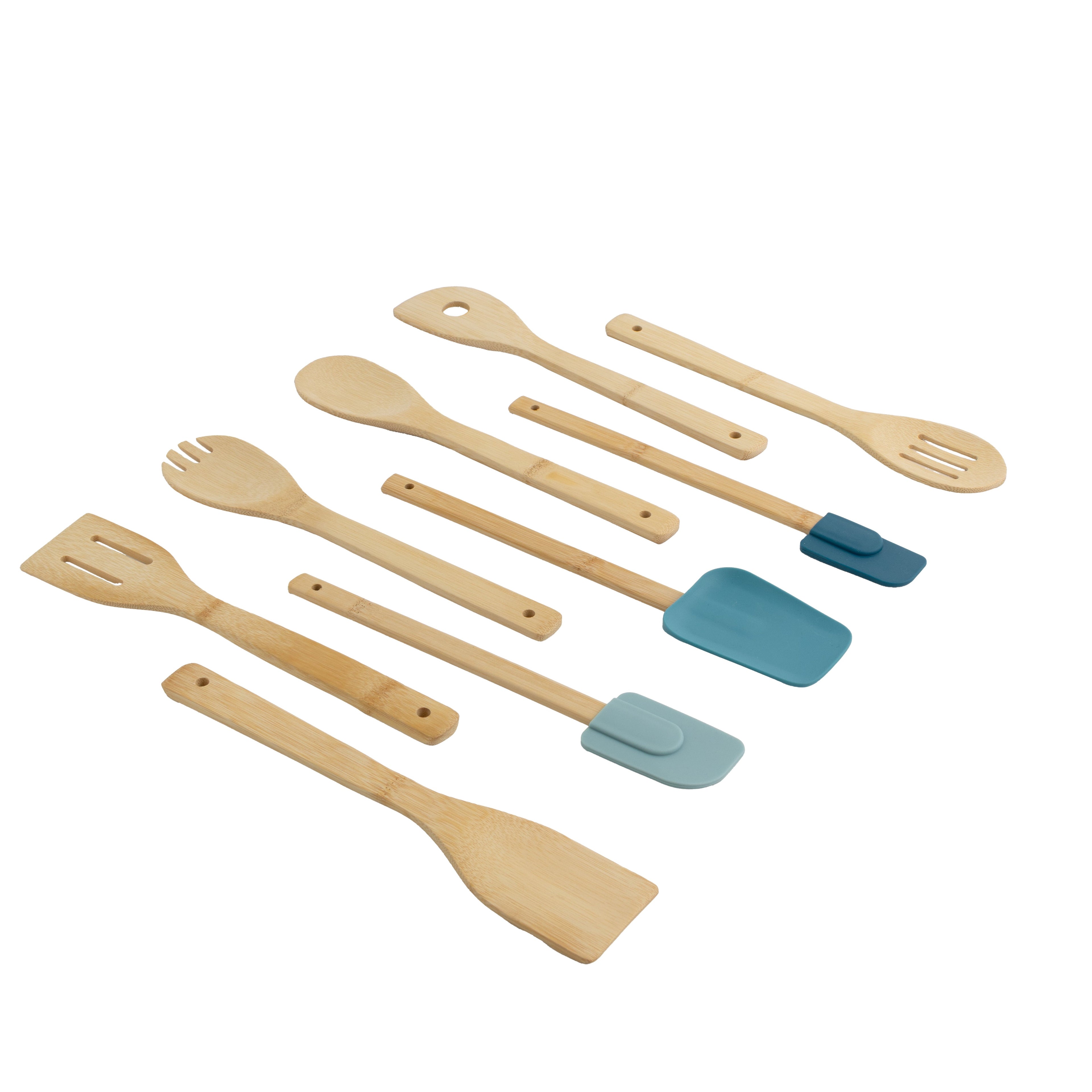 Ergonomic Cooking 9-Piece Bamboo Gadgets Kitchen and Cooking Utensil Sets, Blue - Durable Turner & Ladle Utensil Set for Home Chefs - Default Title
