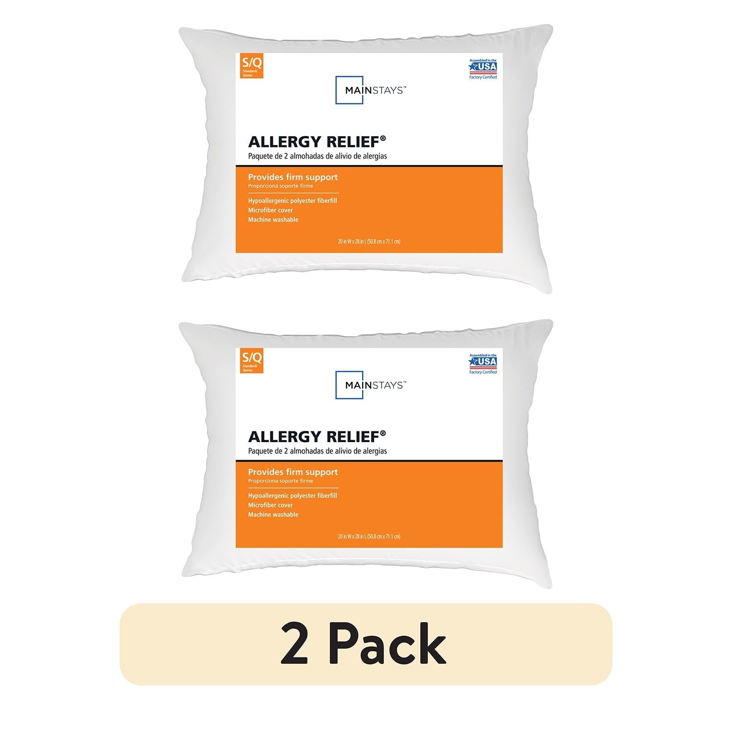Fluffy Shredded Allergy Relief Bed Pillows, Standard/Queen - Firm Support, Back and Side Sleeper (2 Count) - Ergonomic Memory Foam Pillow for Neck Pain Support - Default Title