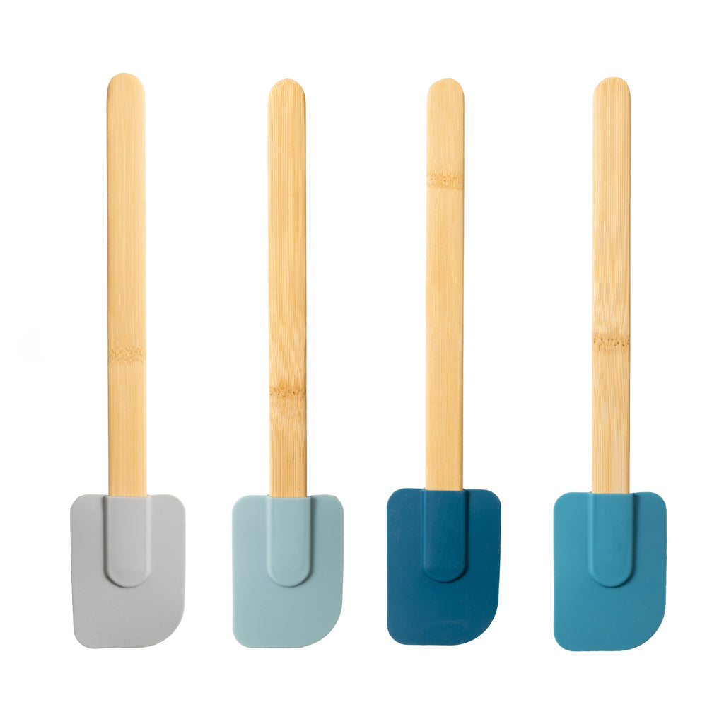 Professional Grade Silicone Spatulas Set 4 with Bamboo Handles, Blue - Heavy Duty Stainless Steel Kitchen Shears - Default Title