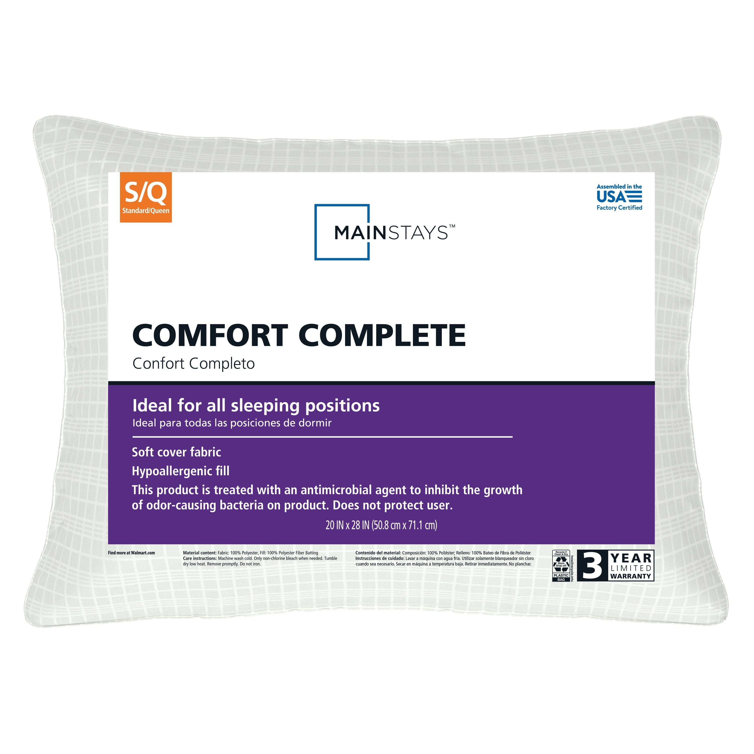 Ergonomic Memory Foam Comfort Complete Bed Pillow, Standard/Queen, White- All Positions Antimicrobial - Orthopedic Shredded Foam Bed Pillow Set - Default Title