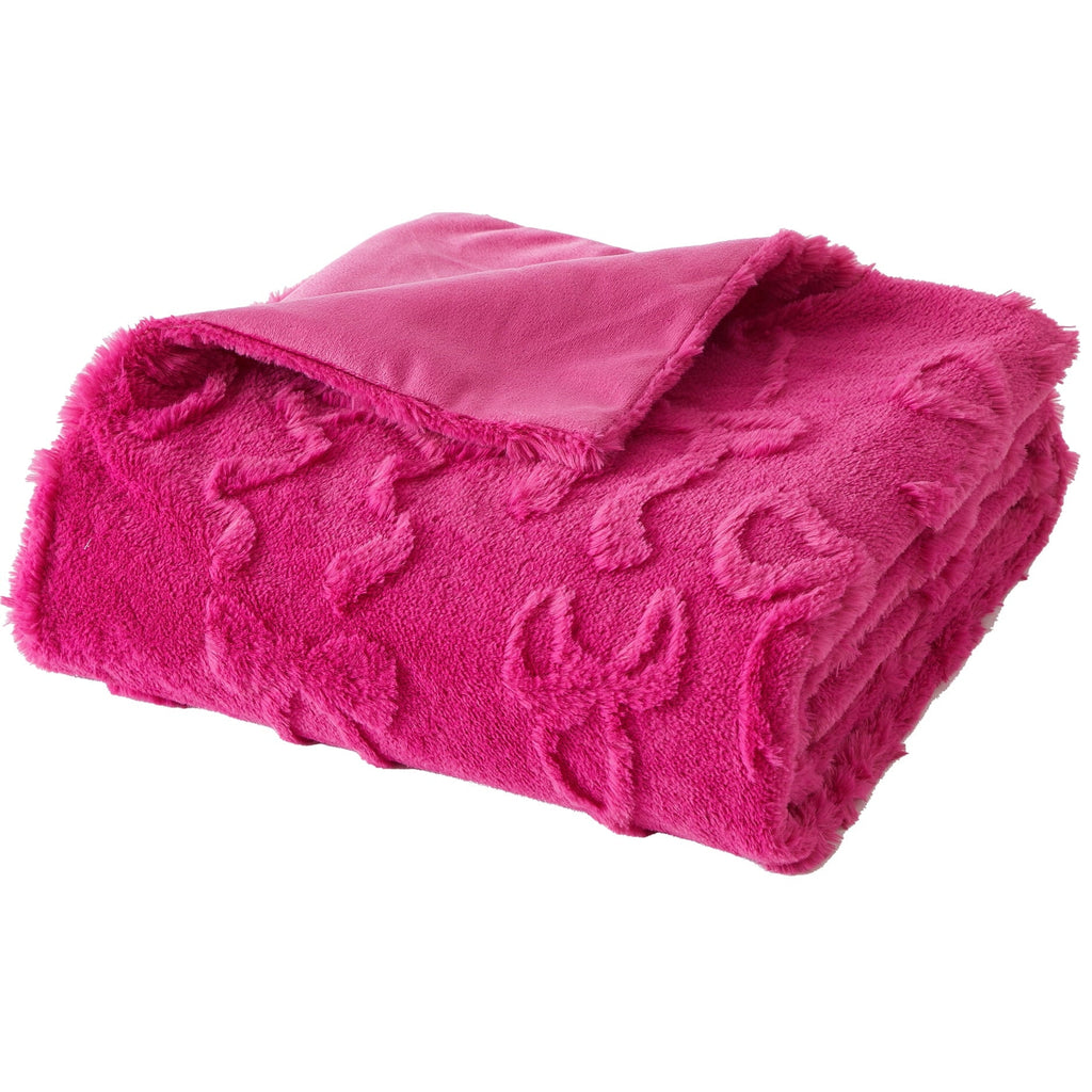 Decorative Knitted Gen Z 50" x 60"Carved Bow Faux Fur Throw - Cozy Fleece Throw Blanket for Couch & Bed - Default Title