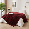 Decorative Knitted Cozy Faux Fur Super Soft luxury Blanket, Full/Queen, Luscious Merlot - Luxury Knitted Decorative Throw Blanket with Fringes - Default Title