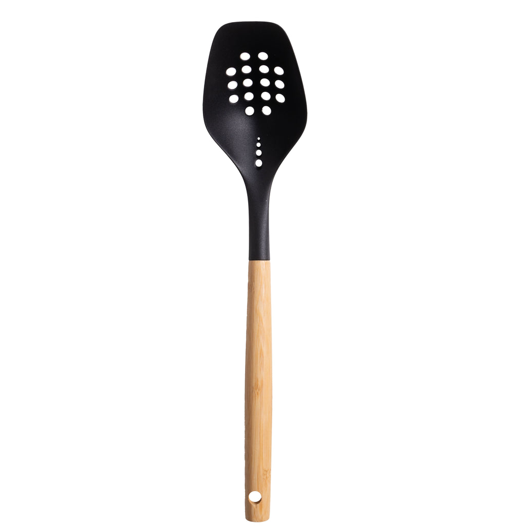 High-Precision Cooking Spoon with Bamboo Handle, 12.6"2.7", & Bamboo, Black - Multi-Purpose Hand Tool for Daily Meal Prep - Default Title