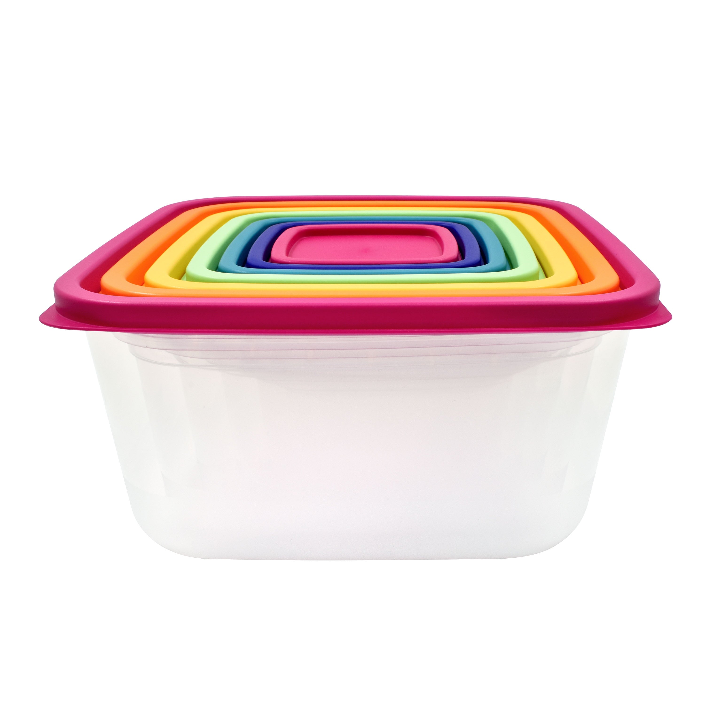 Playful Geometric Plastic Rainbow Food Storage Set, Multi Color, 14 Count, Best Used for Leftover Storage and Reheating - Fun Food Fidget Cookie Squishable Toy - Default Title